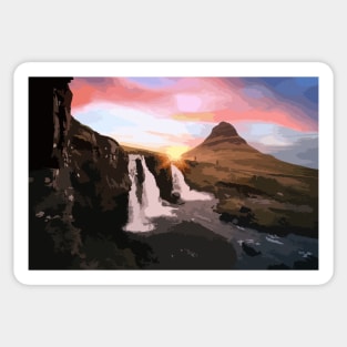 Kirkjufell Mountain Painting Sticker